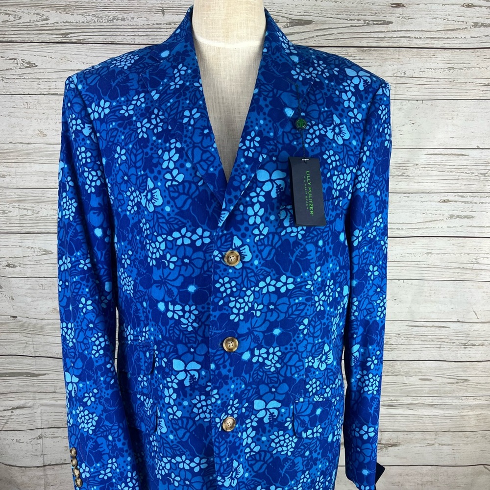 NWT Mens Lilly Pulitzer via Palm Beach Charles Blazer in Knotty Blue Trophy Wife